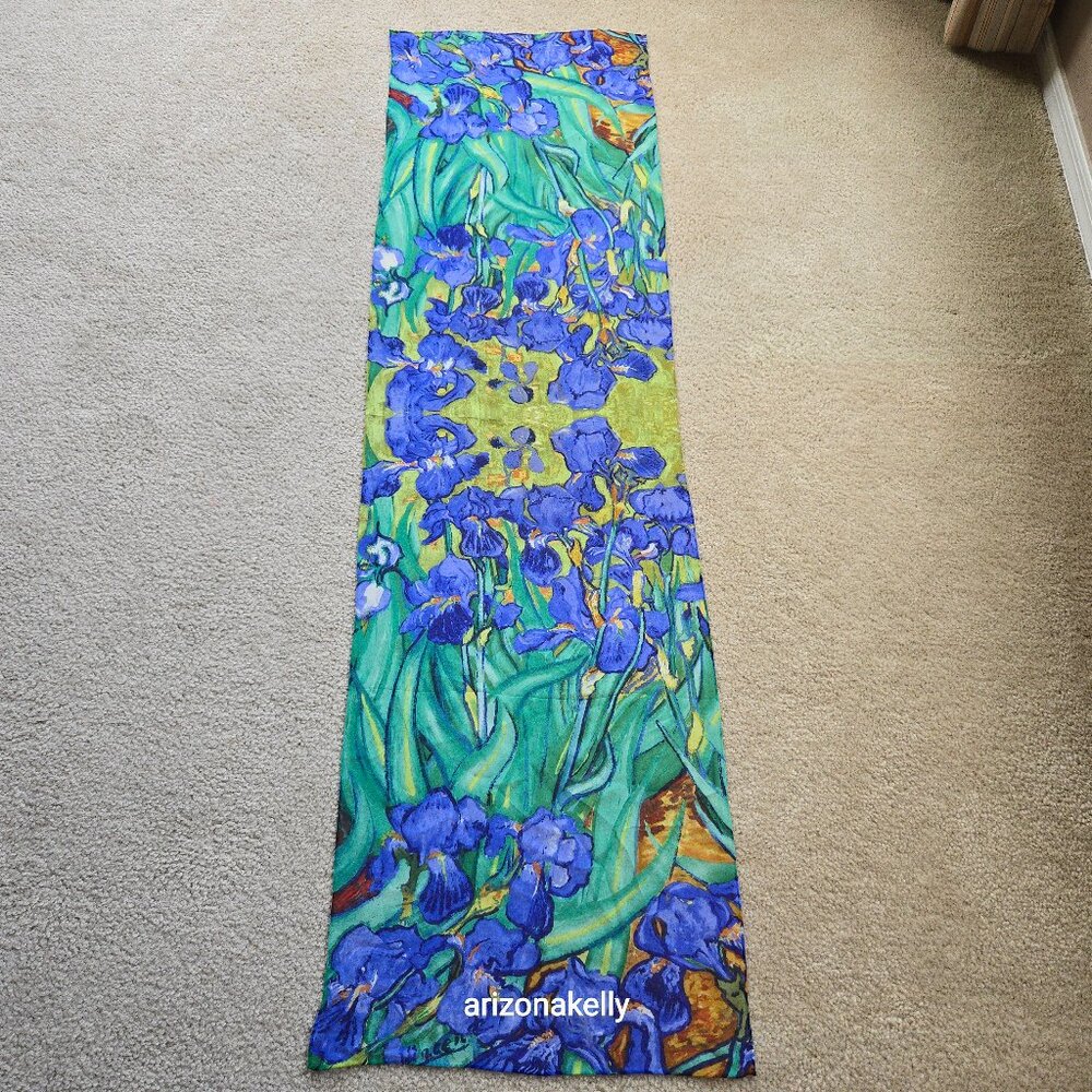 Van Gogh Silk Oblong Scarf Hand-Rolled Edges - Picture 1 of 10
